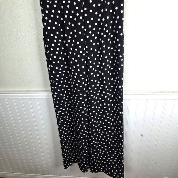 Women's Calvin Klein Black and White Polka Dot Maxi Jumpsuit Ruffled Sleeve 08 - Picture 6 of 13